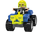 Quad jouet bleu avec figurine de pilote portant un casque