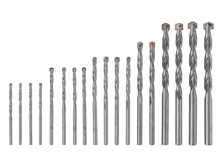 Un ensemble de forets à maçonnerie de différentes tailles, avec des pointes en carbure.