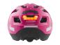 Casque de vélo rose avec feu arrière et détails réfléchissants
