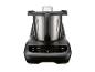 Robot de cuisine avec bol en acier inoxydable et panneau de commande avec écran.
