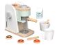 Jouets en bois : une machine à café jouet, des tasses et des accessoires.