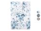 Parure de lit avec housse de couette et taie d'oreiller à motif floral bleu aquarelle sur fond blanc.