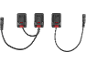 Trois adaptateurs de batterie avec câbles et connecteurs pour outils électriques.