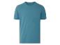 T-shirt bleu homme, style minimaliste.