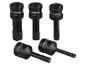 Ensemble de cinq forets noirs de diamètres variés (6mm, 8mm, 10mm, 12mm, 16mm).