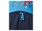 Pyjama garçon avec t-shirt bleu et short bleu marine à cordon.