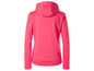 Un sweat-shirt rose à capuche et à manches longues.