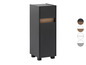 Une armoire gris foncé avec un accent en bois