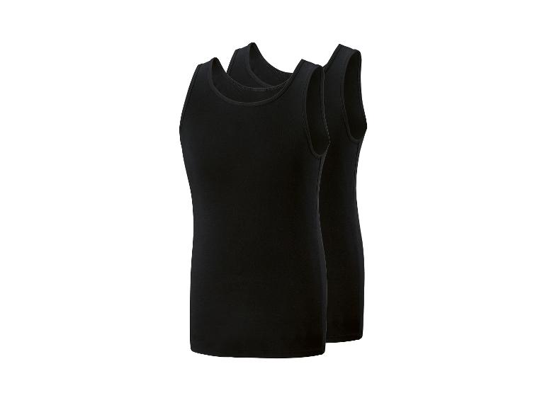 Deux débardeurs noirs en coton pour hommes.