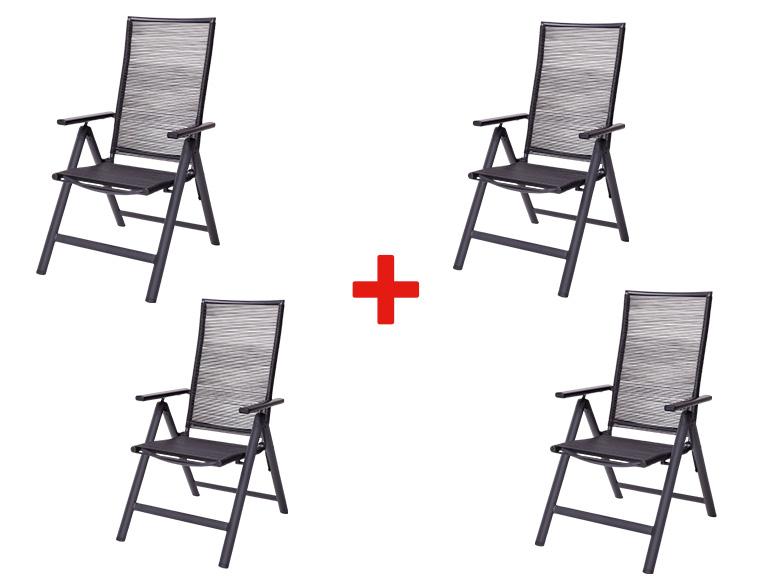 Ensemble de 4 chaises pliantes en aluminium et textilène.
