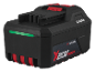 Batterie noire 4.0Ah avec des accents rouges et un voyant lumineux vert.