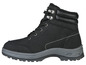 Une botte noire à lacets et semelle épaisse.