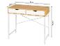 Bureau en bois avec deux tiroirs blancs et un cadre en métal blanc, dimensions 95x48x76.3cm.