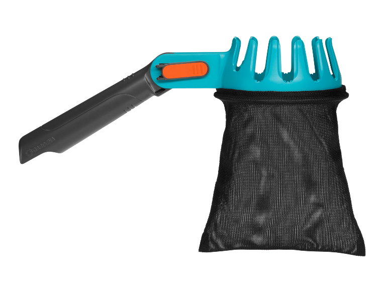 Ramasse-feuilles Gardena : outil de jardinage avec sac récupérateur.