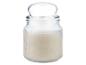 Bougie parfumée blanche dans un pot en verre nervuré avec couvercle en verre