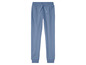 Pantalon de survêtement bleu avec taille élastique.