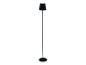 Lampe sur pied noire, style minimaliste.