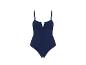 Maillot de bain une pièce bleu marine avec décolleté en V.