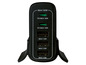 Chargeur noir avec trois ports USB de type C et trois ports USB standard.