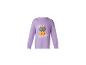 T-shirt violet à manches longues avec un chat noir sur une citrouille et le texte 'Happy Meoween!'