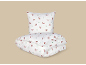 Parure de lit avec motif teckel et flocons de neige.