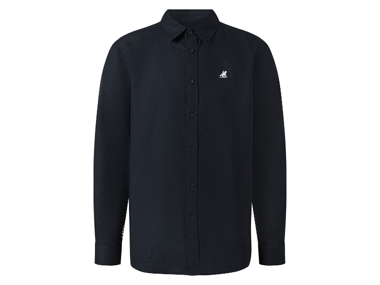 Chemise noire à manches longues avec logo brodé.
