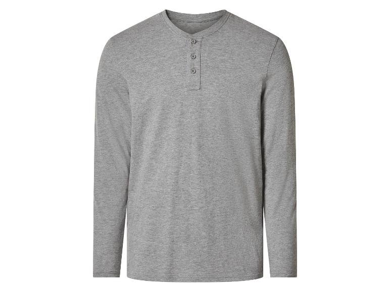 T-shirt Henley gris à manches longues pour homme