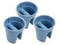 Trois moules à sucettes glacées en plastique bleu avec bâton intégré.