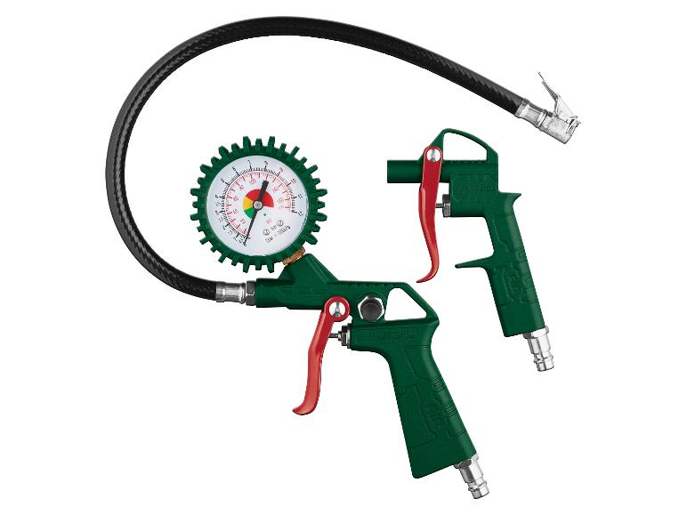 Manomètre de pneu PARKSIDE et pistolet de soufflage d'air.