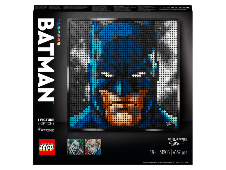 Ensemble LEGO Art avec Batman, Joker et Harley Quinn.