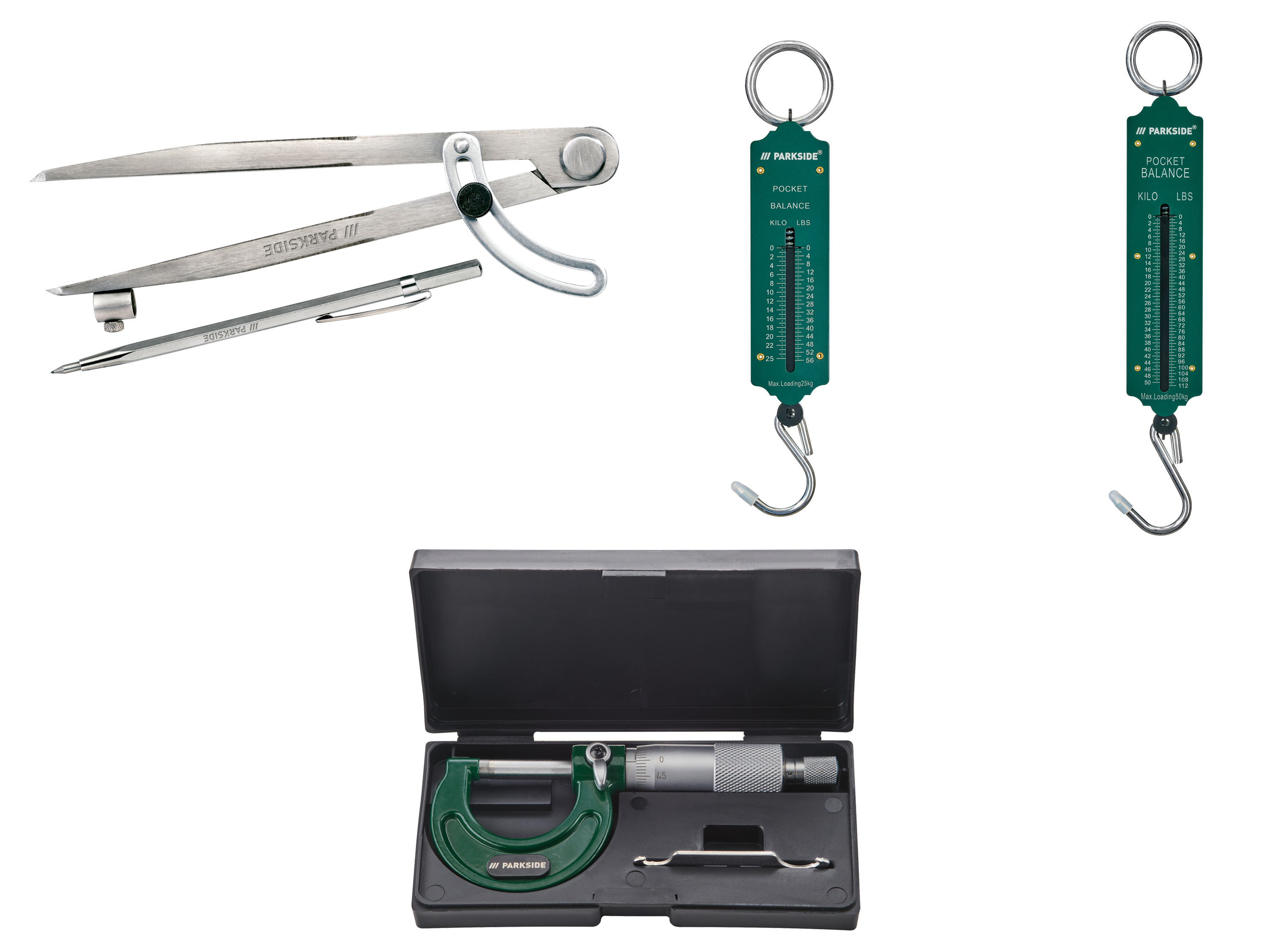 PARKSIDE® Compas à charnière, lot de 2 balances à ressort ou micromètre