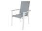 Chaise de jardin en aluminium avec assise et dossier en tissu gris.