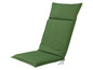Coussin de siège vert avec dossier pour l'extérieur.
