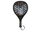 Raquette de padel noire avec un design géométrique orange et bleu, avec les textes 'Resistant' et 'Light'.
