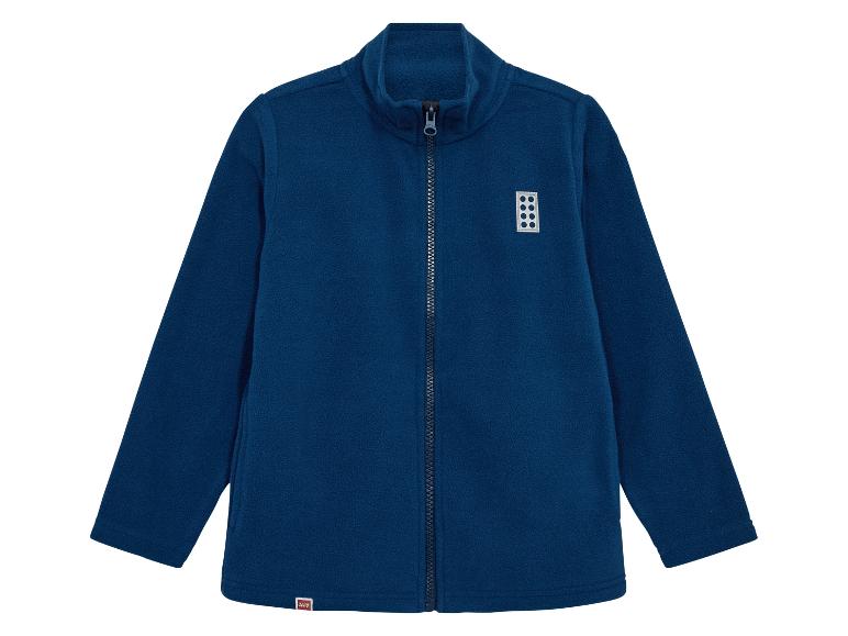 Polaire enfant bleu marine avec fermeture éclair et motif rectangulaire blanc