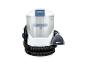 Nettoyeur de tapis blanc et bleu avec réservoir transparent, tuyau et buse de nettoyage
