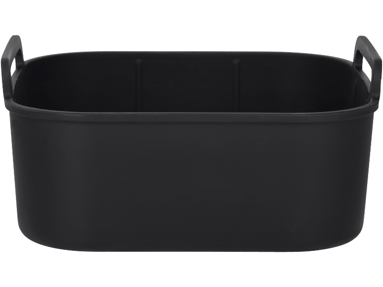 Panier de rangement en plastique noir avec poignées