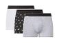 Lot de trois boxers pour hommes: blancs, noirs à motifs et gris