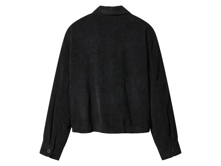 Veste en velours côtelé noire à manches longues et col, vue de dos