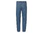 Jeans bleus à taille élastique.