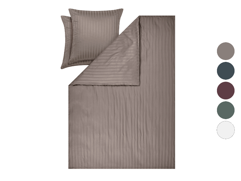 Parure de lit en satin LIVARNO® marron à rayures, 240 x 220 cm.