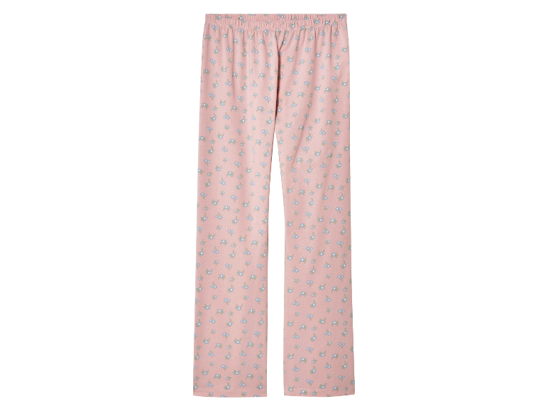 Pantalon de pyjama rose à petit motif floral.