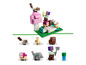 Ensemble LEGO Minecraft avec un champignon rose, un mouton, un lapin et une figurine.