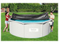 Une bâche noire sur un piscine Bestway Hydrium.