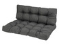 Deux coussins gris pour un canapé ou un fauteuil.
