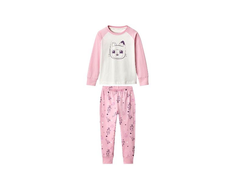 Pyjama enfant à manches longues avec motif chat, rose.
