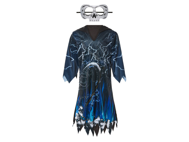 Un costume de la Mort avec un masque de crâne pour Halloween.