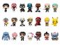 Collection de figurines Funko Pop de personnages de films, BD et animes.