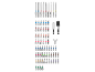 Un grand ensemble d'embouts de tournevis de différentes tailles et types, y compris Phillips, plats, Torx et hexagonaux.