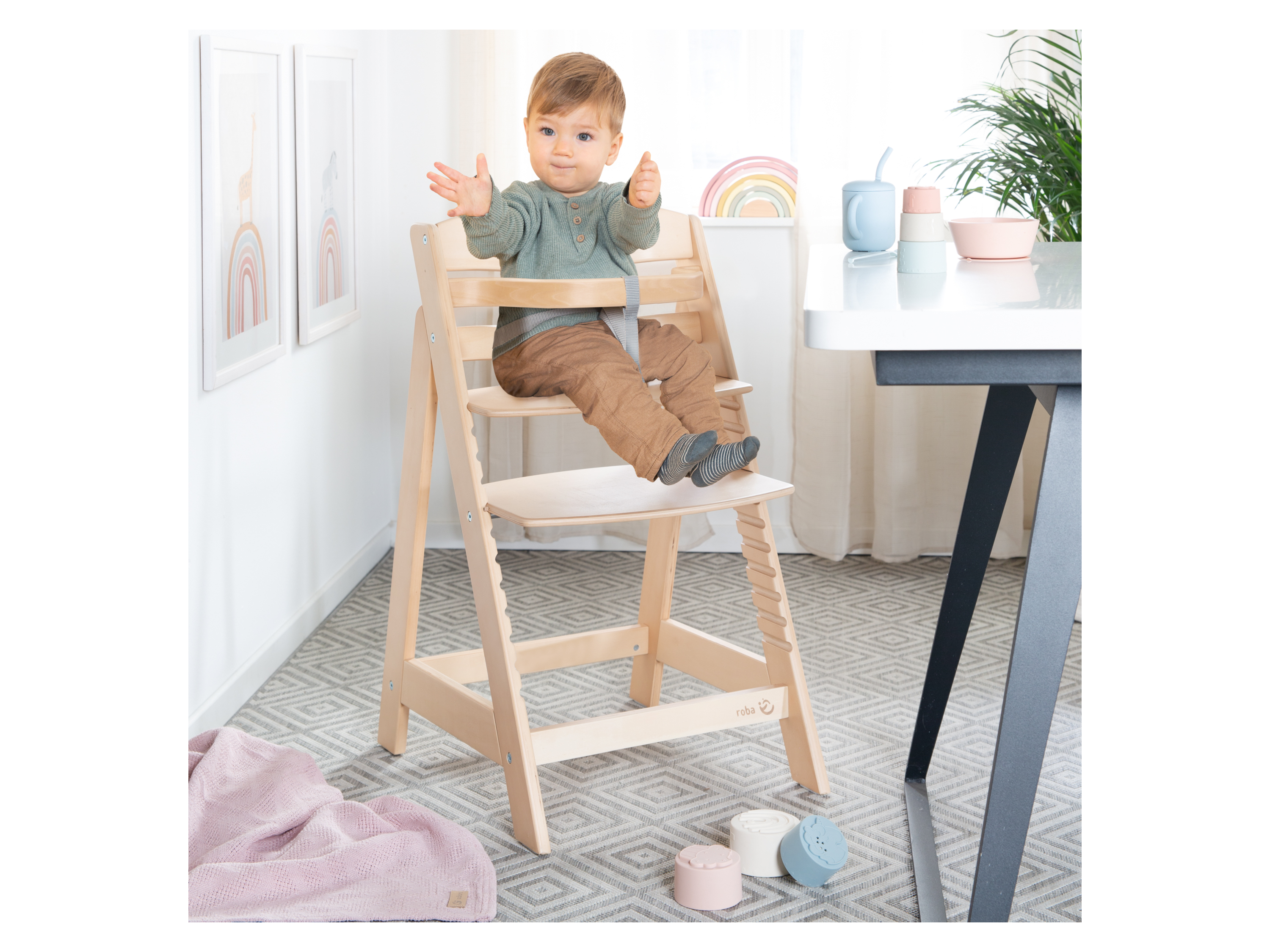 roba Chaise haute »Sit Up«, chaise haute évolutive en bois. (crème)